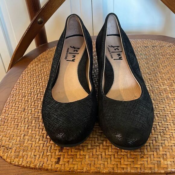 FSNY black metallic wedge flats size 6 - Picture 4 of 9